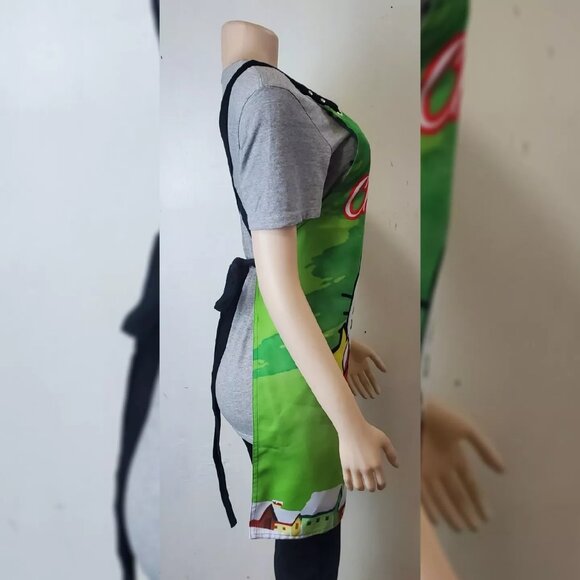 CARTOON CHRISTMAS HELLO KITTY CUTE KITCHEN APRON BIG LOGO GREEN ONESIZE - Picture 6 of 6